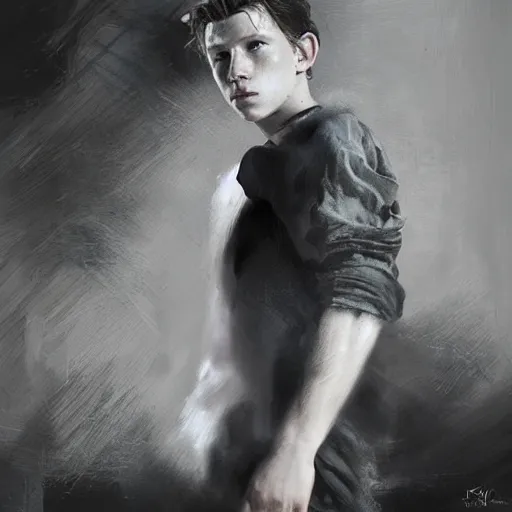 Image similar to tom holland by ruan jia, portrait
