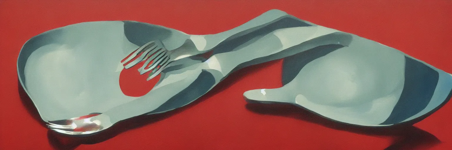 Image similar to fork knife spoon painting magritte