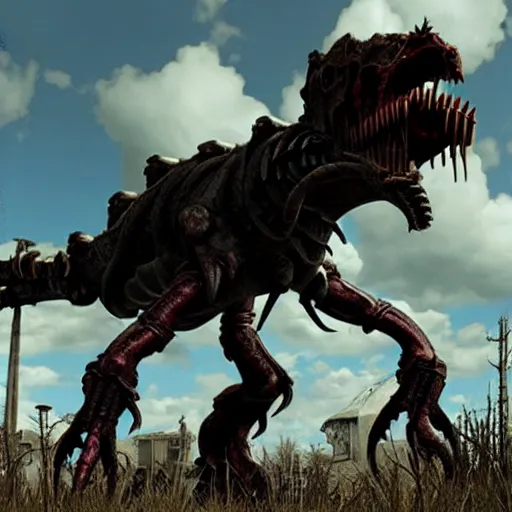 Image similar to deathclaw from fallout 4, unreal engine 5, 4 k, graphics overhaul mod