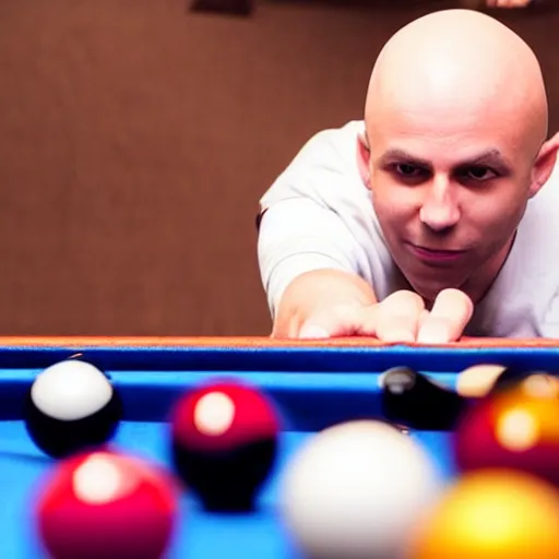 Image similar to bald guy playing pool