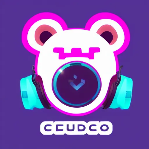 Image similar to iconic vector logo of cute cuddly pink bear with a podcast microphone, melodic, headphones, music, streaming, dreamy, isometric, adorable, octane render, golden ratio, 4k UHD, iconic design