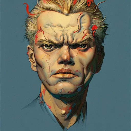 Prompt: prompt : soviet doomer portrait soft light painted by james jean and katsuhiro otomo and erik jones, inspired by akira anime, smooth face feature, intricate oil painting, high detail illustration, sharp high detail, manga and anime 1 9 9 9