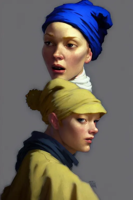 Image similar to full character portrait team fortress 2 video game character art not the girl with the pearl earring character design, painting by gaston bussiere, katsuya terada, nc wyeth, greg rutkowski, craig mullins, vermeer, frank frazetta, mucha, tom of finland, trending on artstation, jeffery catherine jones