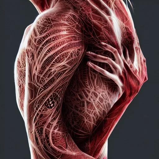 Prompt: hyper realistic photography of elon misk, plated arm, intimate, chest, holding close, ribbons, in the style of beth cavener, jinz kagetsu,, and wlop, highly detailed, intricate filigree, symmetry, masterpiece, award winning, sharp focus, concept art, highkey lighting, ambient lighting, octane render, 8 k, artstation