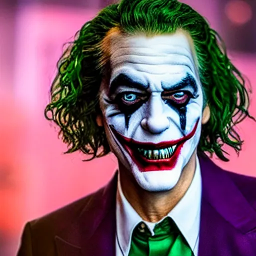 Image similar to film still of George Clooney as joker in the new Joker movie