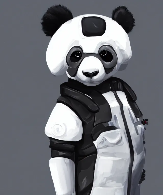 Prompt: futuristic cyberpunk android panda, duo tone, reflective skin, trending on Artstation,