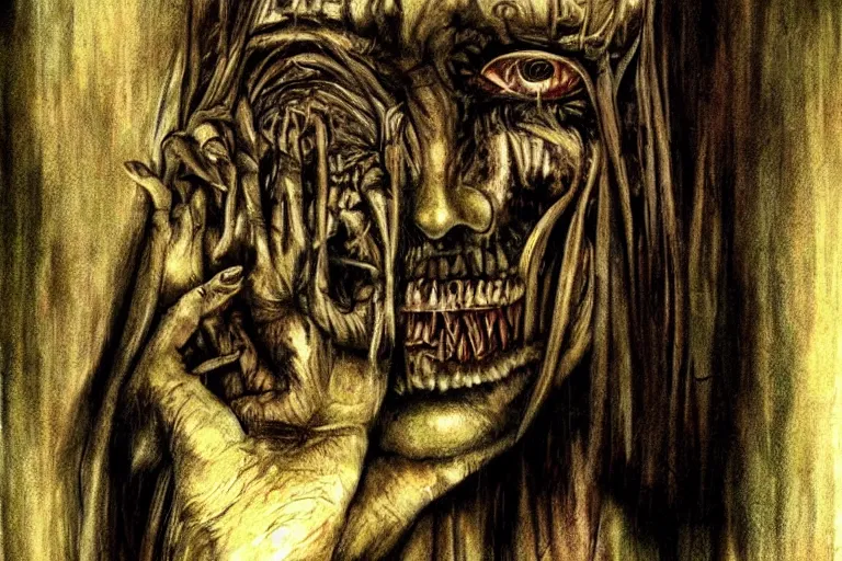 Image similar to never go to sleep now, horror art, creepy