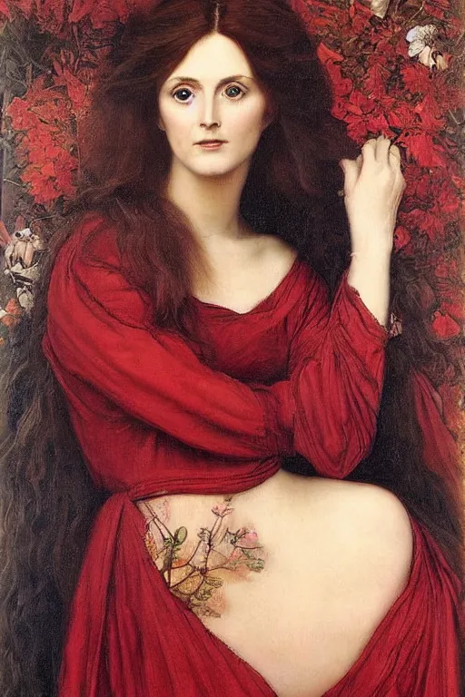Image similar to a pre raphaelite painting of lynda carter by dante gabriel rossett