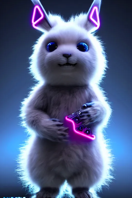 Image similar to high quality 3 d render cyberpunk very cute fluffy! wombat cyborg, mechanical paw, highly detailed, unreal engine cinematic smooth, in the style of detective pikachu, hannah yata charlie immer, neon blue light, low angle, uhd 8 k, sharp focus