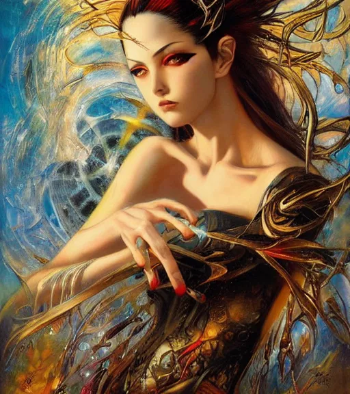 Prompt: karol bak painting of an anime woman