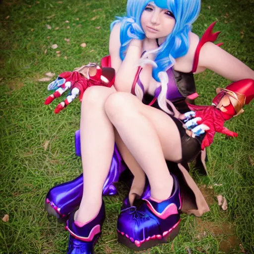 Prompt: league of legends sneaky cosplay photo giant crab princess, award winning thighs