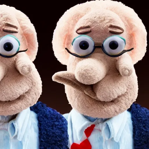 Image similar to larry david as a muppet. highly detailed felt. hyper real photo. 4 k.