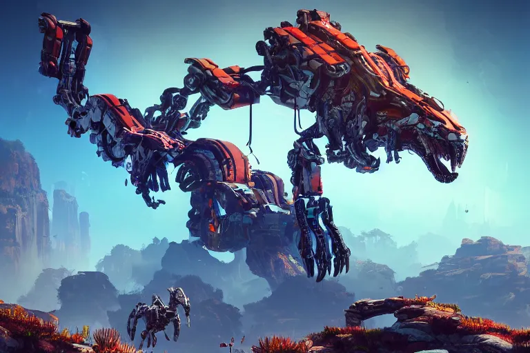 Image similar to clawstrider machine mecanical creature robot of horizon forbidden west horizon zero dawn bioluminiscence global illumination ray tracing hdr fanart arstation by ian pesty and alena aenami artworks in 4 k