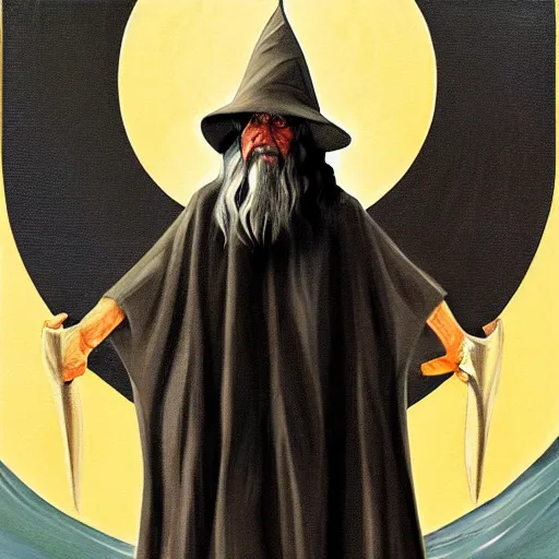 Image similar to gandalf as art deco, painting