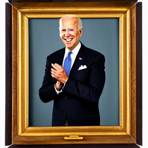 Image similar to A portrait of Joe Biden, Enameling