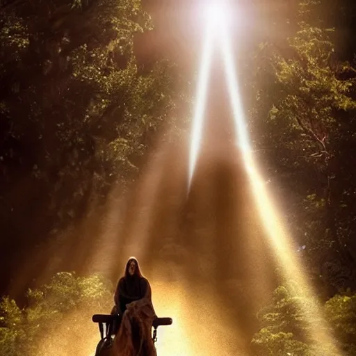 Prompt: jesus christ riding a trex, amazing lighting, heavenly