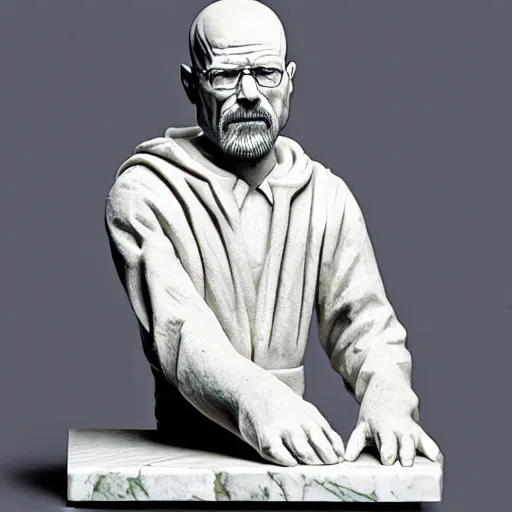 Image similar to a marble sculpture of walter white by michelangelo