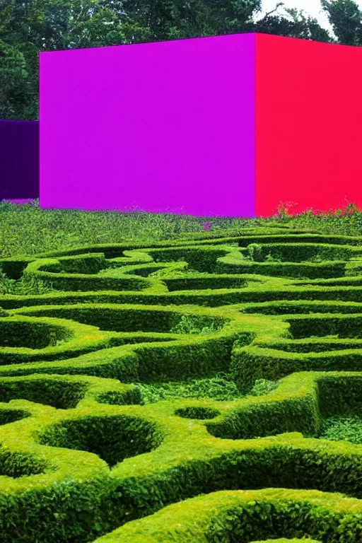 Image similar to colorful James Turrell interiors , overgrown by kudzu vines