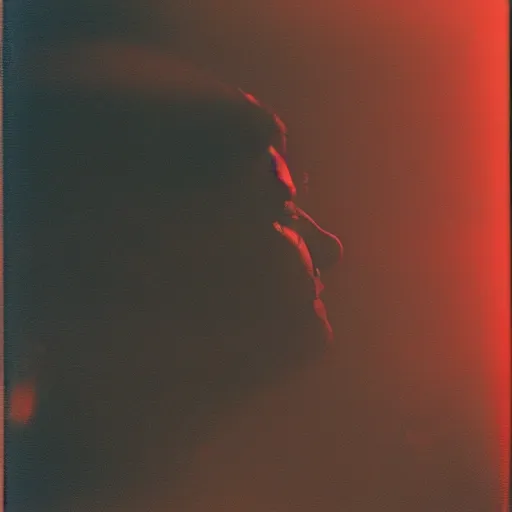 Image similar to pinhole photo : dream, smoke, clouds, silhouette, face, mirror, double exposure, chromatic aberration, kodachrome, red and yellow light