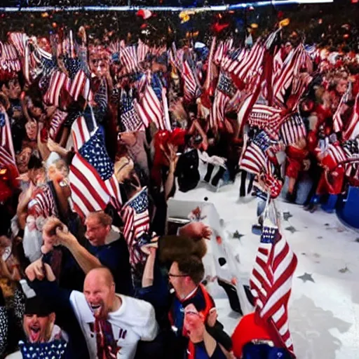 Prompt: americans celebrating, somehow everything worked out.