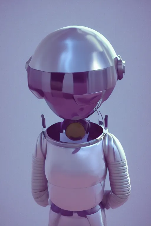 Prompt: an adorable spacepunk princess with a ridiculously massive space helmet, 3 d render stylized