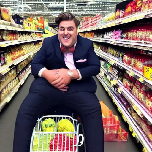 Prompt: matt preston sitting on a person in a supermarket