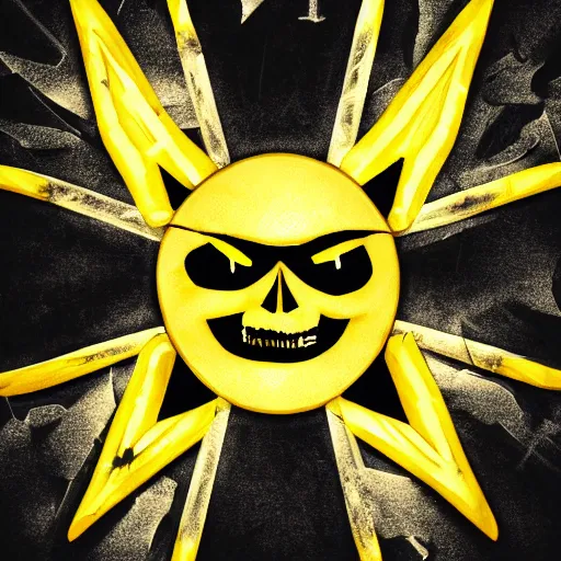 Image similar to symbol of a yellow star with a yellow skull in front with glowing eyes, digital art, epic lighting, 4 k