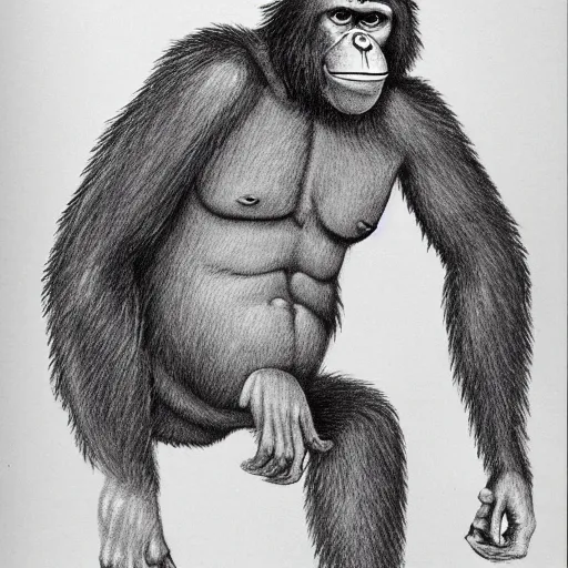 Image similar to darwin drawn like an ape