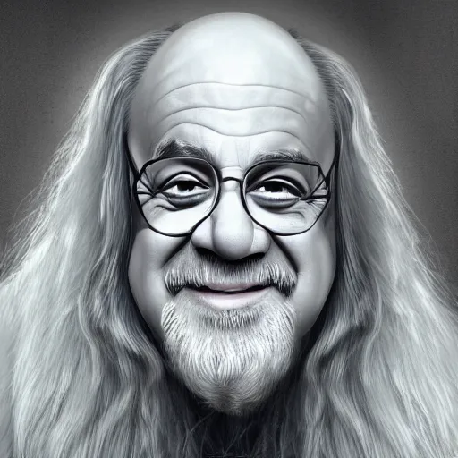 Image similar to portrait danny devito as gandalf, deviantart, smile, ultra realistic