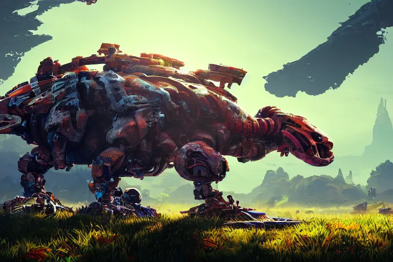 Image similar to shellsnapper machine mecanical creature robot of horizon forbidden west horizon zero dawn bioluminiscence global illumination ray tracing hdr fanart arstation by ian pesty and alena aenami artworks in 4 k