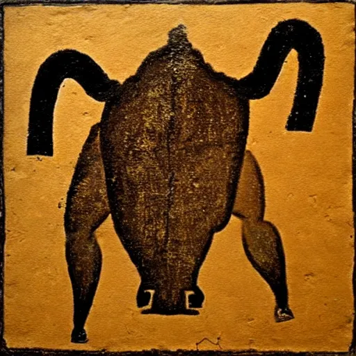 Image similar to minotaur, paleolithic cave painting