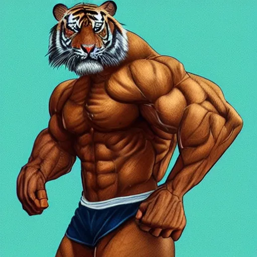 Image similar to “a tiger working out in the gym, trending on artstation”