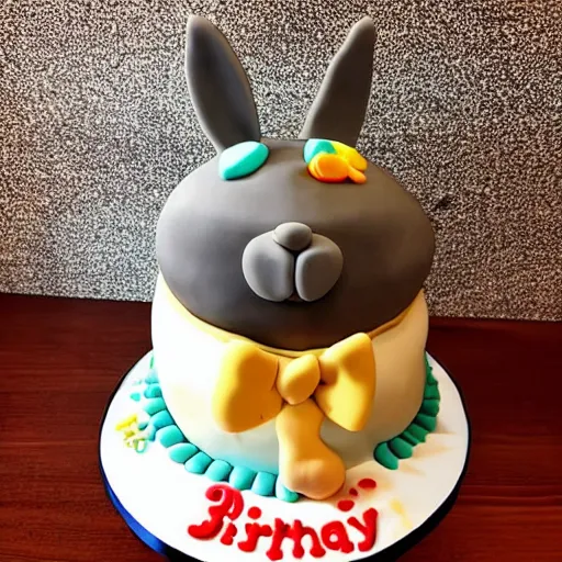 Prompt: a Big Chungus themed birthday cake