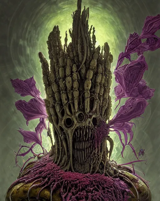 Image similar to the platonic ideal of flowers, rotting, insects and praying of cletus kasady carnage thanos dementor chtulu mandelbulb schpongle bioshock xenomorph dead space, ego death, decay, dmt, datura stramonium, concept art by randy vargas and zdzisław beksinski and greg rudkowski