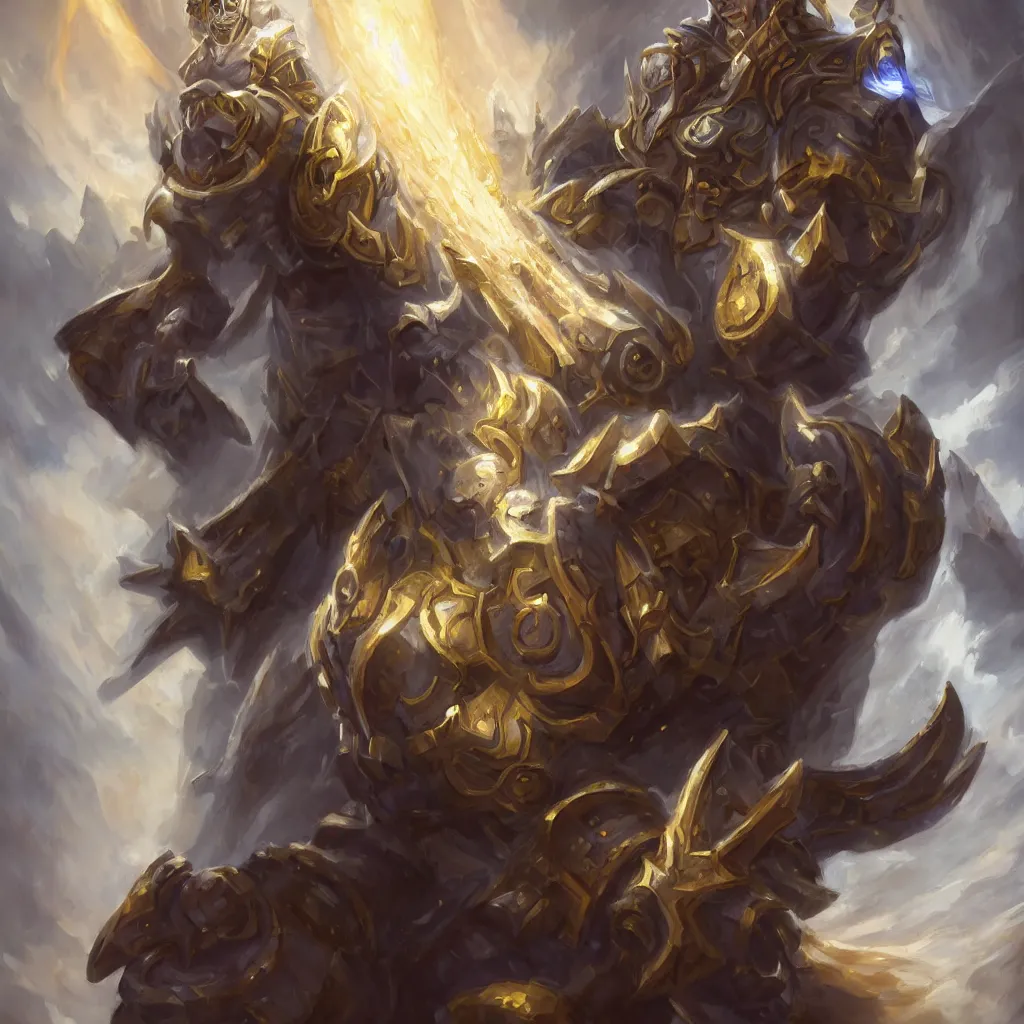 Image similar to world of warcraft lightforged human paladin, artstation hall of fame gallery, editors choice, #1 digital painting of all time, most beautiful image ever created, emotionally evocative, greatest art ever made, lifetime achievement magnum opus masterpiece, the most amazing breathtaking image with the deepest message ever painted, a thing of beauty beyond imagination or words