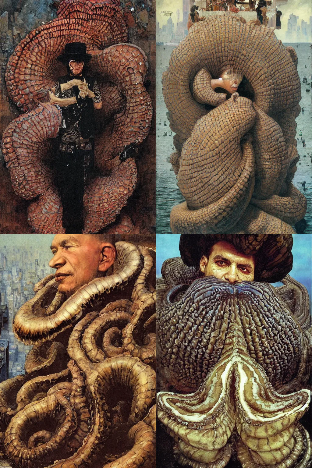 Prompt: full length portrait of huge giant clam dressed as gangster, new york, painted by lawrence alma tadema, zdzislaw beksinski, norman rockwell, jack kirby, tom lovell, greg staples