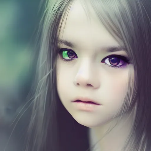 Image similar to headshot portrait of young demon girl by WLOP, bokeh, fine details