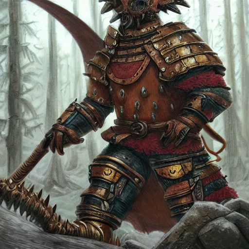 Image similar to portrait of homer simpson wearing armor, fighting a dragon in a mystical forest, dark fantasy, dnd style, mediaeval armor, highly detailed, intricate, holy, artstation, artistic