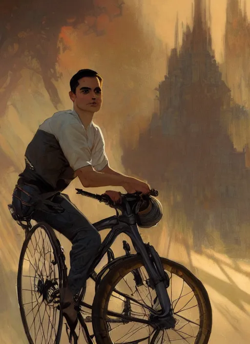 Prompt: Ben Shapiro riding a unicycle, Ben Shapiro face, sigma male, accurately portrayed, portrait art by alphonse mucha and greg rutkowski, highly detailed, digital painting, concept art, illustration, dim lighting with twilight rays of sunlight, trending on artstation, very detailed, smooth, sharp focus, octane render, close up