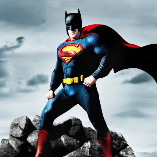 Prompt: batman fighting superman