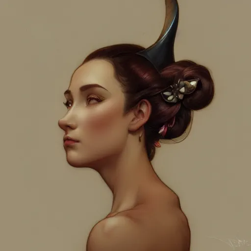 Image similar to side view portrait of a mickey mouse goddess, intricate, elegant, highly detailed, digital painting, artstation, concept art, smooth, sharp focus, illustration, art by artgerm and greg rutkowski and alphonse mucha and william - adolphe bouguereau