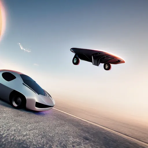 Prompt: photography of a flying car from futur , photo realistic, octane render