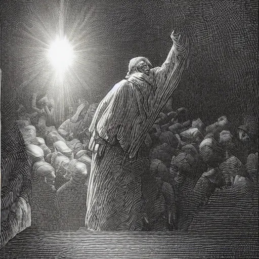 Image similar to 1 9 8 4 by george orwell, chiaroscuro, high detail, illustration by gustave dore