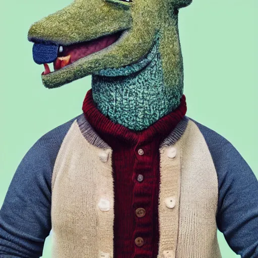 Image similar to Bojack Horseman in real life, A horse wearing a cardigan and jeans, photo