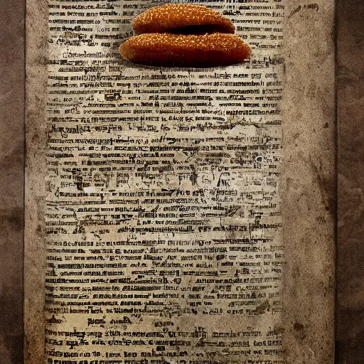 Prompt: ancient mcdonald's scroll found in pyramid