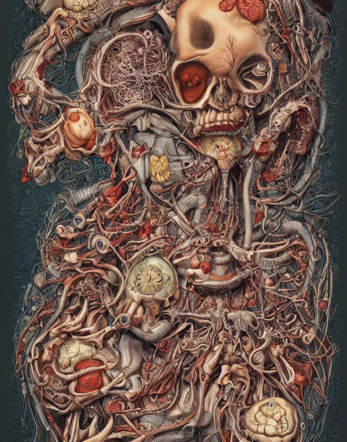 Image similar to an anatomical illustration of No-face from a medical journal by Nychos and Hannah Yata, highly detailed, high detail, 8k