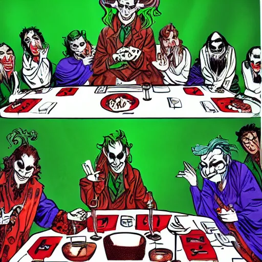 Prompt: the joker at the last supper