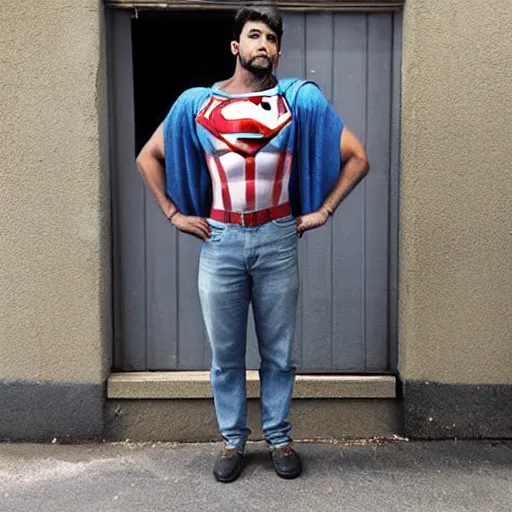 Image similar to man standing in the alley with a trenchcoat, the man has a superhero physique