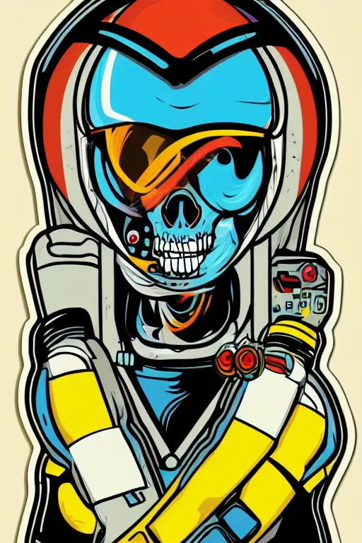 Image similar to portrait of a astronaut skeletor, art by butcher billy, sticker, colorful, illustration, highly detailed, simple, smooth and clean vector curves, no jagged lines, vector art, smooth