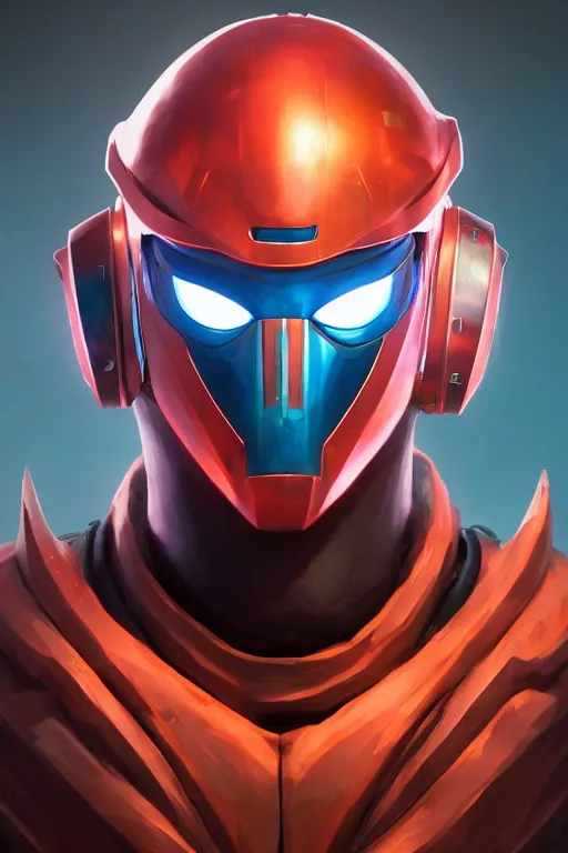 Image similar to epic mask helmet robot ninja portrait stylized as fornite style game design fanart by concept artist gervasio canda, behance hd by jesper ejsing, by rhads, makoto shinkai and lois van baarle, ilya kuvshinov, rossdraws global illumination radiating a glowing aura global illumination ray tracing hdr render in unreal engine 5